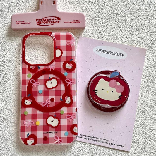Red plaid with pink and brown leopard print iPhone case.