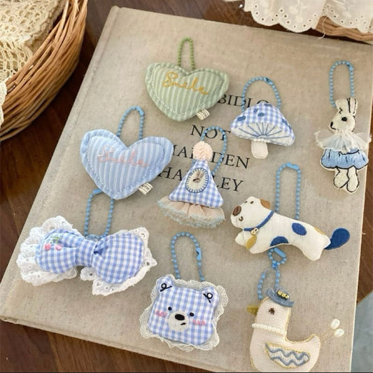 Blue Gingham Bow & Teddy Charm