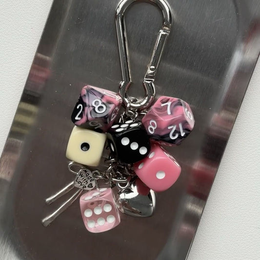 Pink Gothic Dice Charm