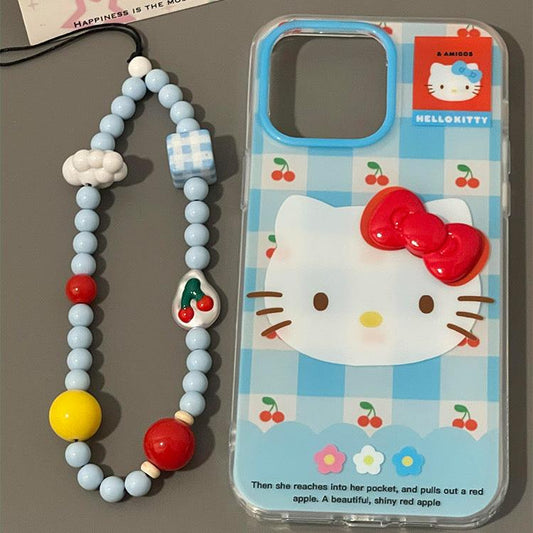 Blue plaid kitty face iphone case (with key chain) 💙 - KIO